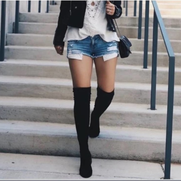 Steve Madden Women’s Faux Suede Pointed Toe Over-The-Knee Black Boots Size 7 - Picture 16 of 17